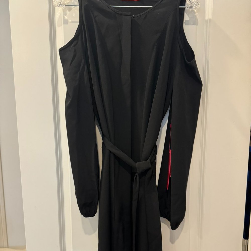 Tamara Mellon Black Silk Cold Shoulder Dress, Long-Sleeved, Size 6 - Picture 1 of 5